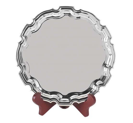 Nickel Plated Ribbon Award Tray with Stand